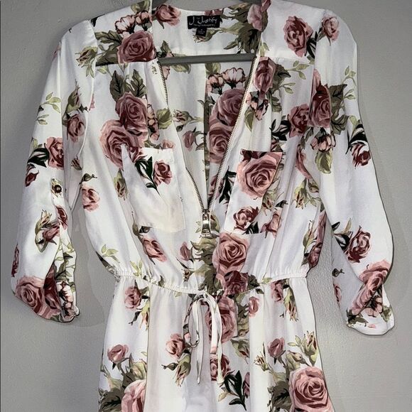 J for Justify Pink and White Blouse with Zip  Front and Notched Collar - Picture 5 of 12